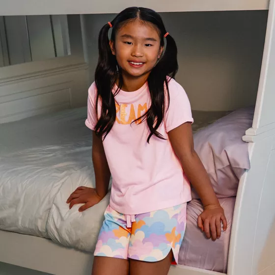 Girls Short Sleeve Tee and Shorts Pajama Set - primary