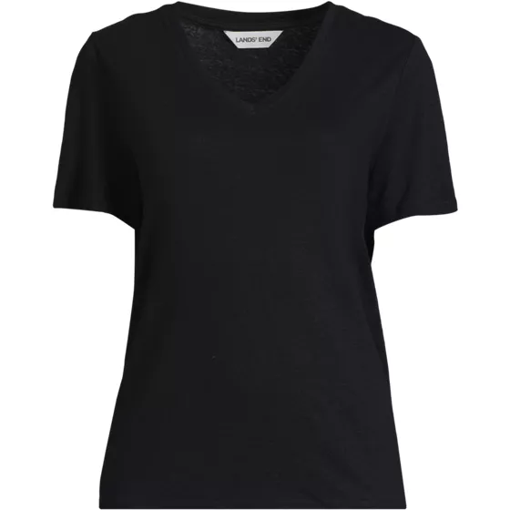 Women's Short Sleeve Linen Blend V-neck Tee - primary