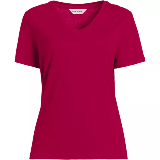 Women's Short Sleeve Linen Blend V-neck Tee - primary