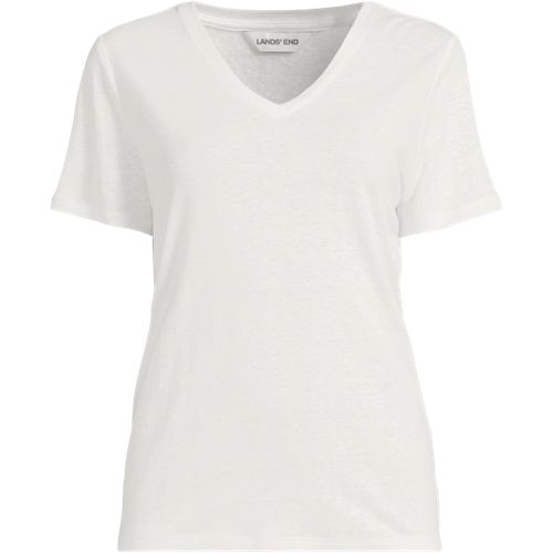  Lands' End Soft Flow Shirt Aus Leinenmix Mit V-ausschnitt, Damen, Größe:32-34 Regular, Weiß, Leinen/baumwolle Modal, By Lands' End 