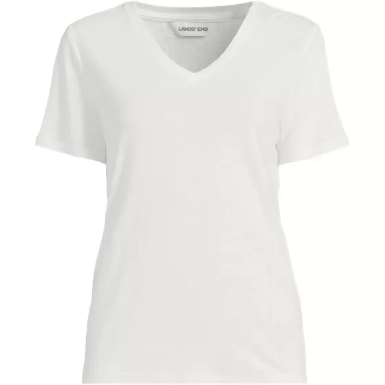 Women's Plus Size Short Sleeve Linen Blend V-neck Tee - primary