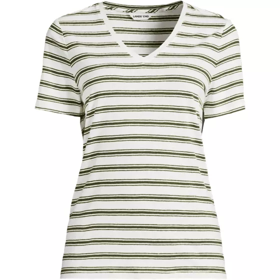 Women's Plus Size Short Sleeve Linen Blend V-neck Tee - primary
