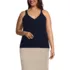 Women's Plus Size Cotton Cable Vneck Tank Sweater, Front