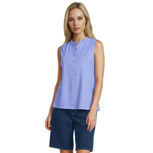 Women's Linen Blend Ruffle Trim Tank Top - image 5