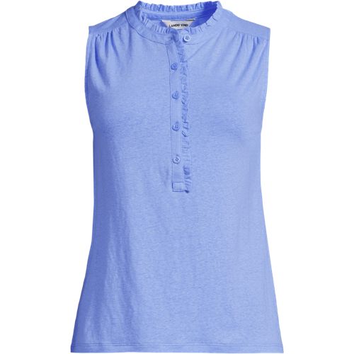 Women's Linen Blend Ruffle Trim Tank Top - image 4
