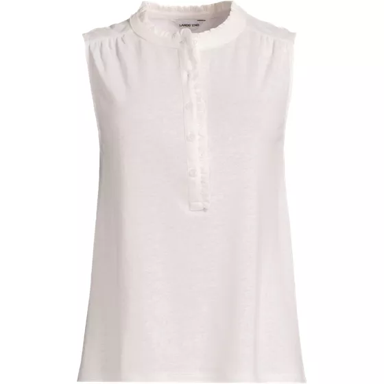 Women's Linen Blend Ruffle Trim Tank Top - primary