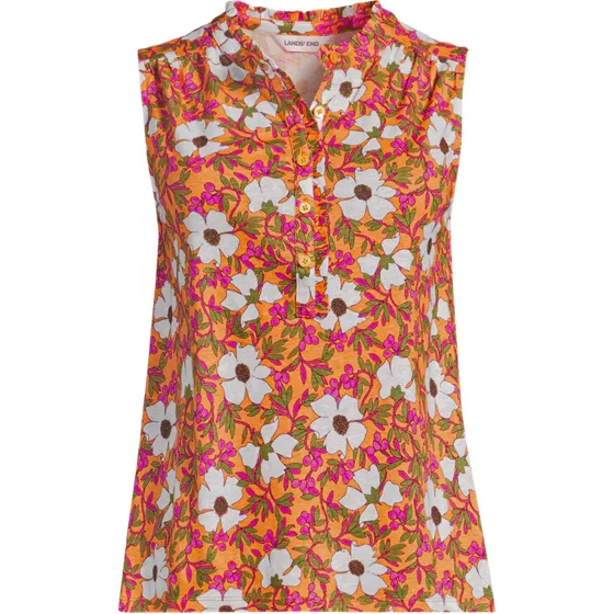 Women's Plus Size Linen Blend Ruffle Trim Tank Top - primary