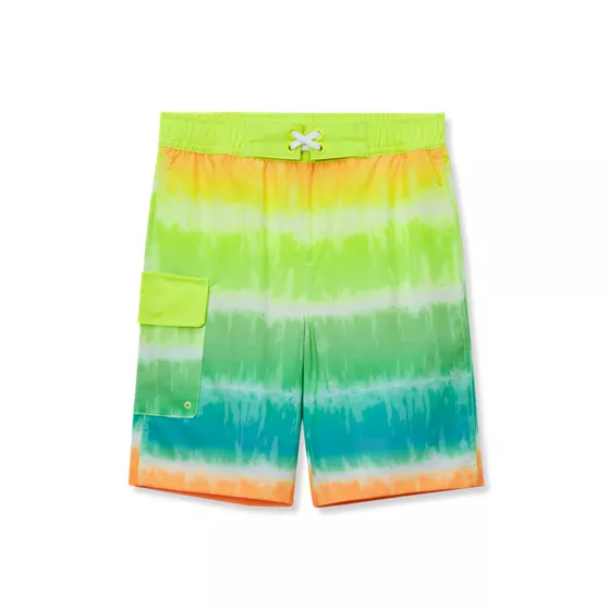 Boys Chlorine Resistant Stretch Printed Hydroliner Board Swim Trunks - primary