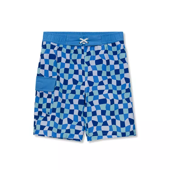 Boys Chlorine Resistant Stretch Printed Hydroliner Board Swim Trunks - primary