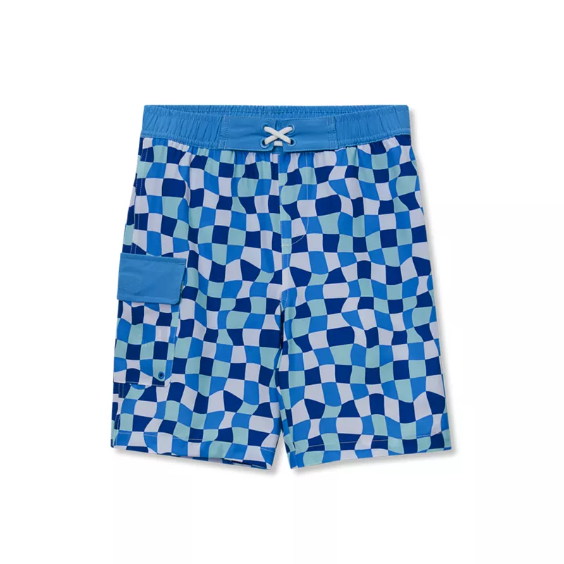 Boys Chlorine Resistant Stretch Printed Hydroliner Board Swim Trunks, alternative image