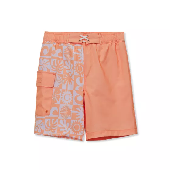 Boys Chlorine Resistant Stretch Printed Hydroliner Board Swim Trunks - primary