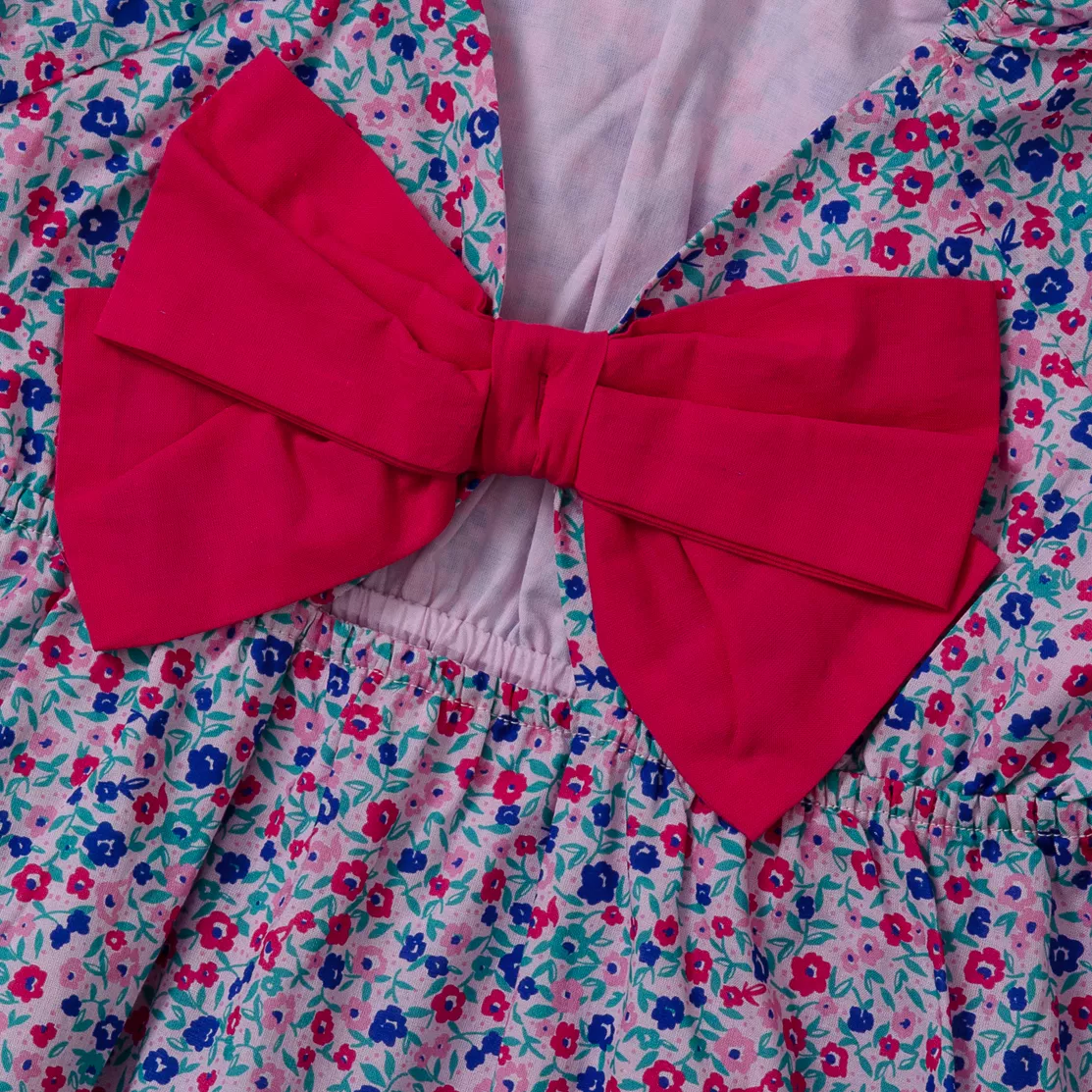 Girls Short Sleeve Bow Dress