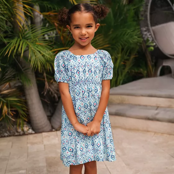 Girls Short Sleeve Bow Dress - primary