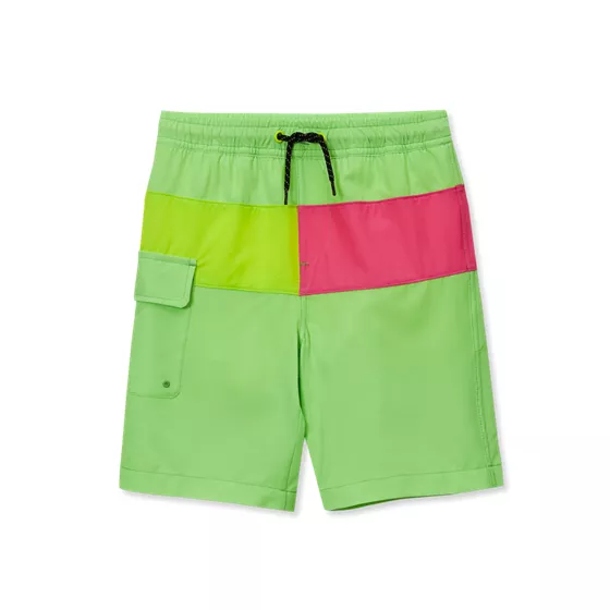 Boys Chlorine Resistant Colorblock Hydroliner Board Swim Trunks - primary