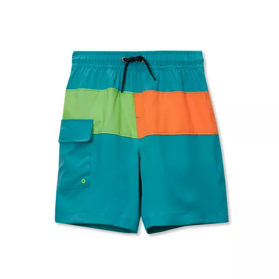 Boys Chlorine Resistant Colorblock Hydroliner Board Swim Trunks - primary