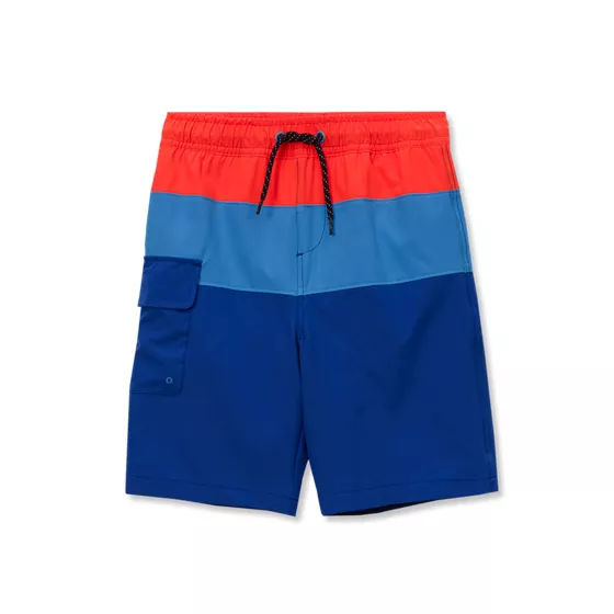 Boys Chlorine Resistant Colorblock Hydroliner Board Swim Trunks - primary
