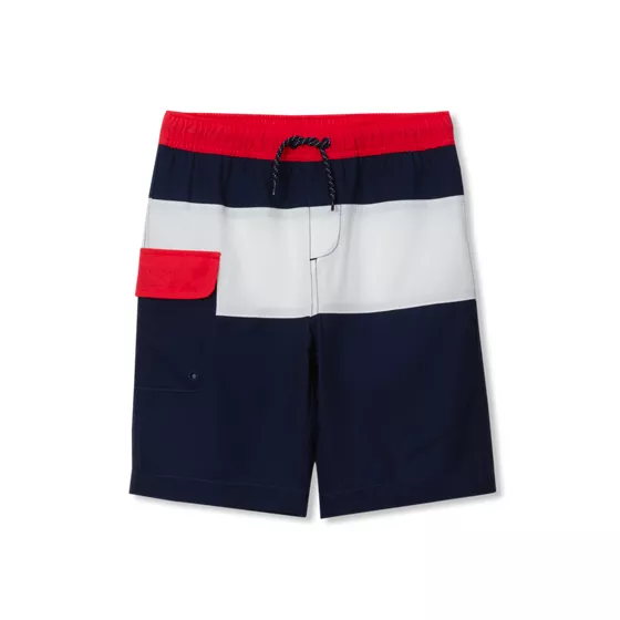 Boys Chlorine Resistant Colorblock Hydroliner Board Swim Trunks - primary