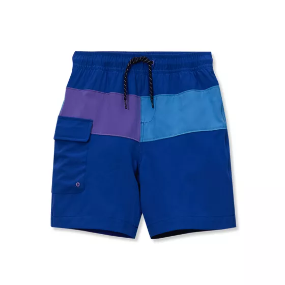 Boys Chlorine Resistant Colorblock Hydroliner Board Swim Trunks - primary