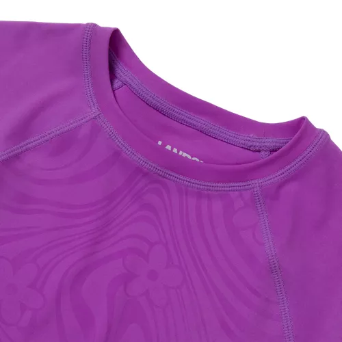Girls Chlorine Resistant Short Sleeve Magic Print Swim Rash Guard, alternative image
