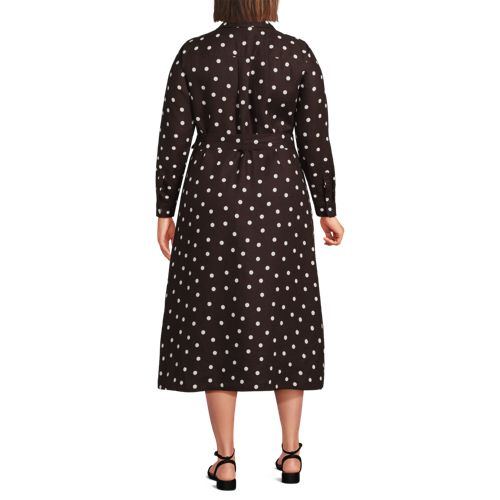  Lands' End Premium Reinleinen-midikleid, Damen, Größe:48 Plus, Braun, By Lands' End 