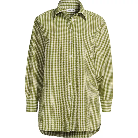 Women's Oversized Seersucker Shirt - primary