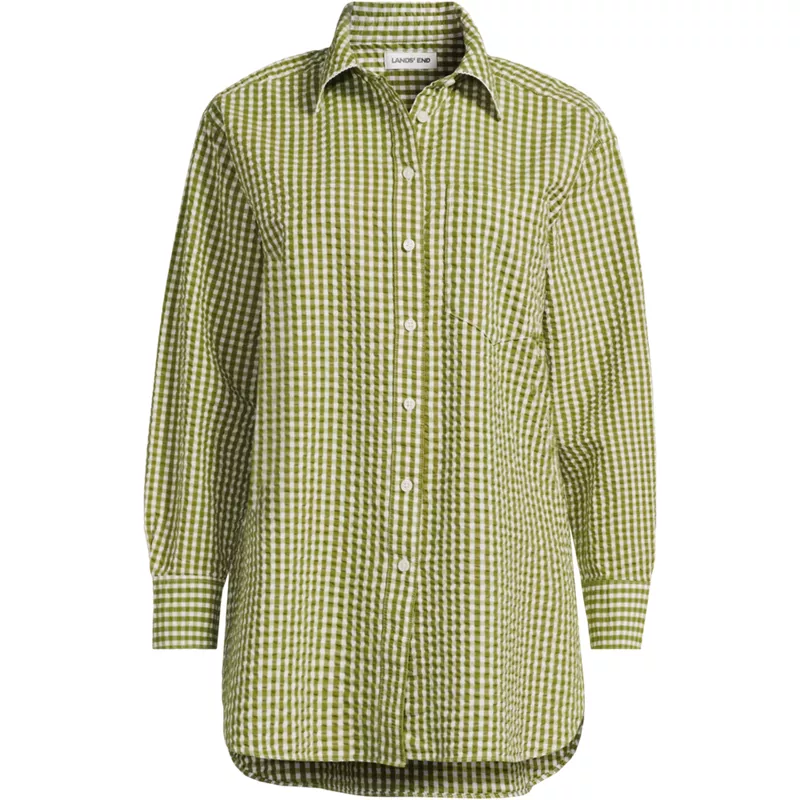 Women's Oversized Seersucker Shirt, Front