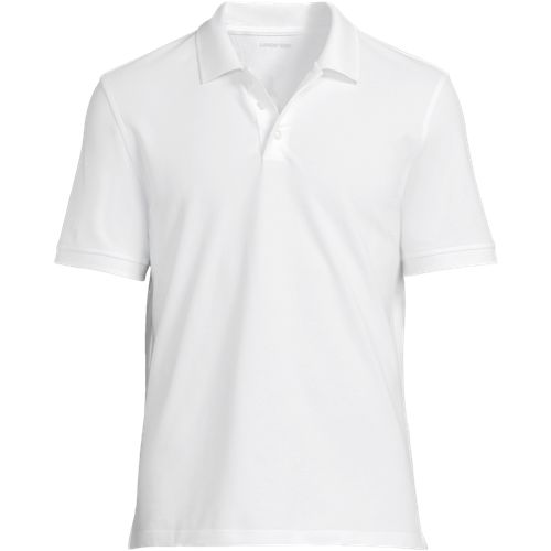 Tall Short Sleeve Performance Pique Polo, Men, size: L, tall, White, Cotton-blend, by Lands' End