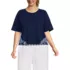 Women's Plus Size Short Sleeve Slub jersey Eyelet T-Shirt, Front