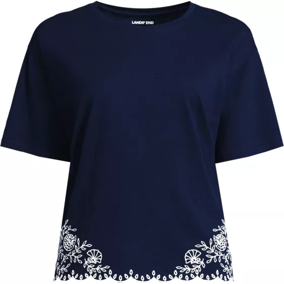 Women's Short Sleeve Slub Jersey Eyelet T-Shirt - primary