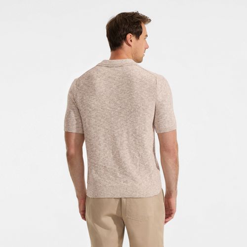  Lands' End Leinenmix-polopullover Mit Kurzen ärmeln, Herren, Größe:44-46 Regular, Weiß, Baumwolle/leinen/nylon, By Lands' End 
