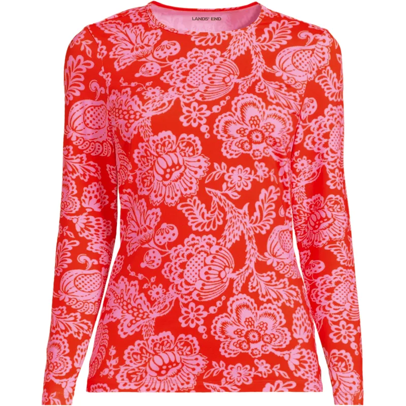 Women's Tall Long Sleeve Crewneck Garden Tee - Sunshade UPF 50 Quick Dry, Front
