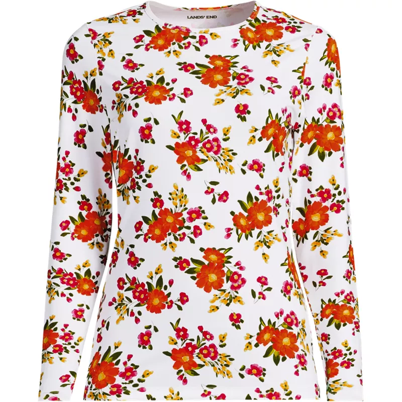 Women's Plus Size Long Sleeve Crewneck Garden Tee - Sunshade UPF 50 Quick Dry, Front