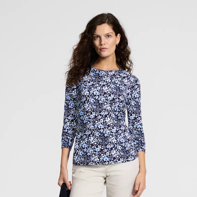 Women's Petite Long Sleeve Crewneck Garden Tee - Sunshade UPF 50 Quick Dry, alternative image