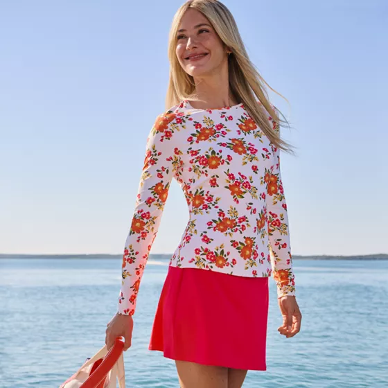 Women's Long Sleeve Crewneck Garden Tee - Sunshade UPF 50 Quick Dry - primary