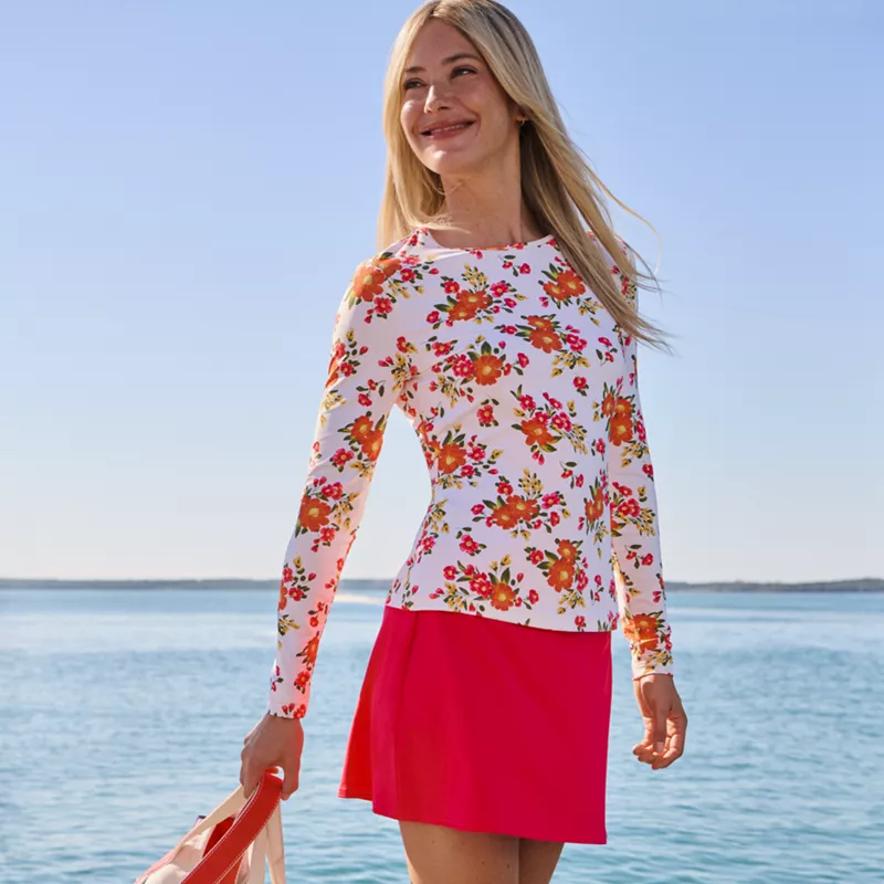Women's Petite Long Sleeve Crewneck Garden Tee - Sunshade UPF 50 Quick Dry, alternative image