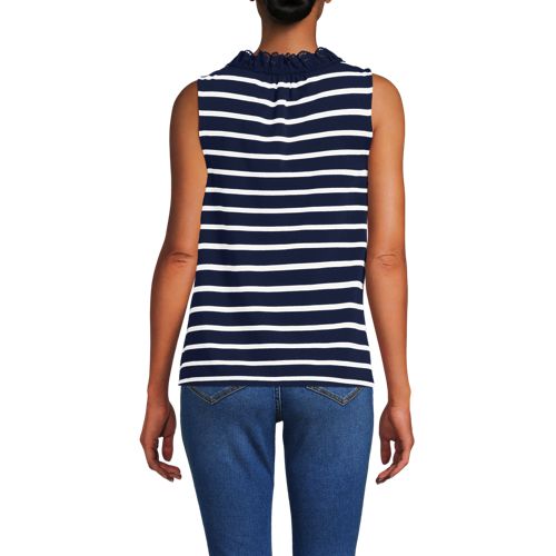 Women's Lightweight Jersey Button Front Lace Trim Tank - image 3