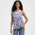 Women's Lightweight Jersey Button Front Lace Trim Tank, Front