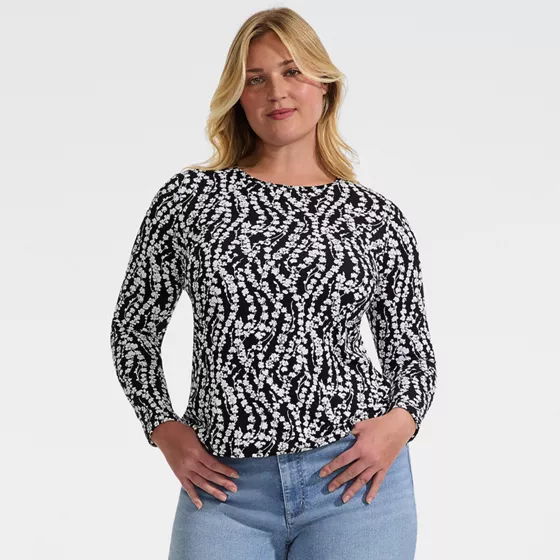 Women's Plus Size Long Sleeve Crewneck Garden Tee - Sunshade UPF 50 Quick Dry - primary
