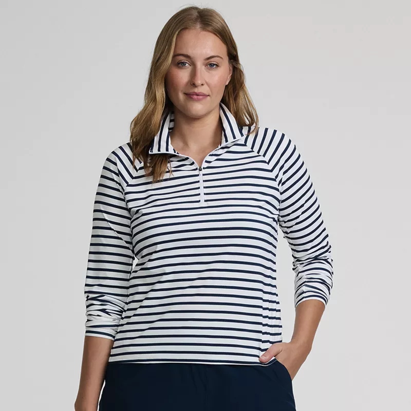 Women's Plus Size SunShade UPF 50 Quarter Zip Rash Guard, alternative image