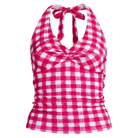 Women's Pique Knot Twist Halter Tankini Top - primary