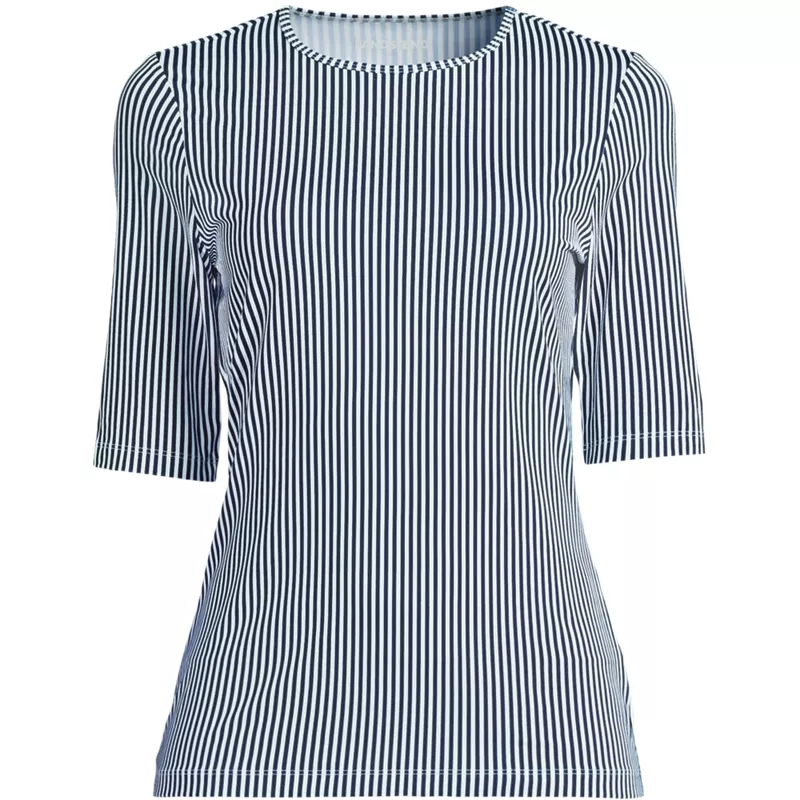 Women's Elbow Sleeve Crewneck Garden Tee- Sunshade UPF 50 Quick Dry, Front