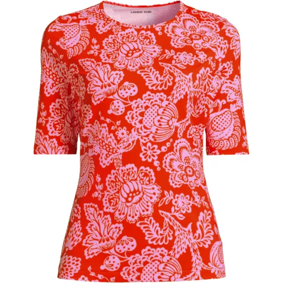 Women's Elbow Sleeve Crewneck Garden Tee- Sunshade UPF 50 Quick Dry - primary