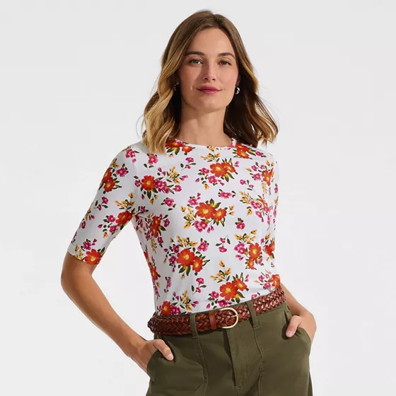 Women's Elbow Sleeve Crewneck Garden Tee- Sunshade UPF 50 Quick Dry - primary