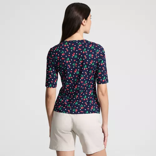 Women's Elbow Sleeve Crewneck Garden Tee- Sunshade UPF 50 Quick Dry, Back