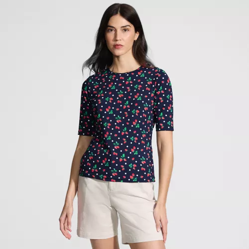 Women's Elbow Sleeve Crewneck Garden Tee- Sunshade UPF 50 Quick Dry, Front