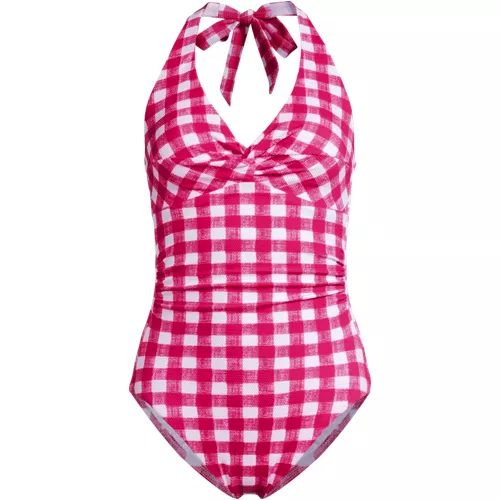 Women's Pique Knot Twist Halter One Piece, Front