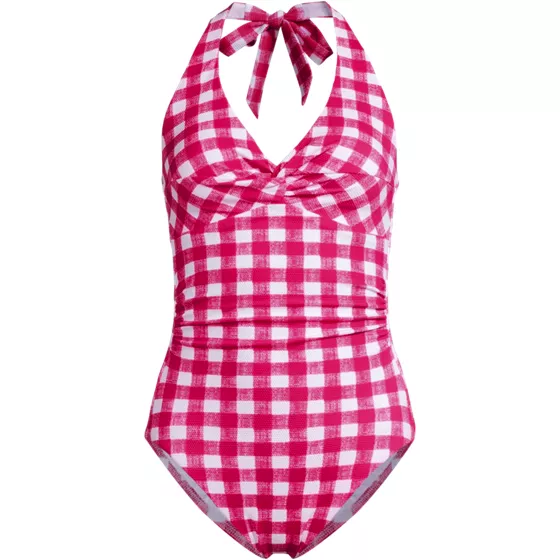 Women's Pique Knot Twist Halter One Piece - primary