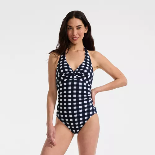 Women's Pique Knot Twist Halter One Piece, Front