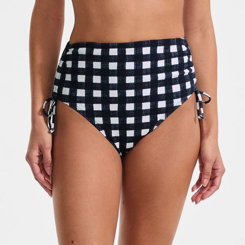  Lands' End Verstellbare High Waist Bikinihose Aus Piqué, Damen, Größe:34 Regular, Blau, Nylon-mischung, By Lands' End 