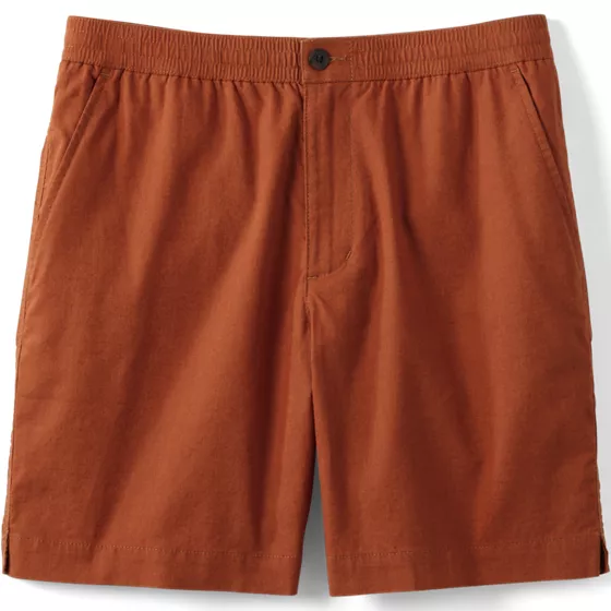 Men's 7" Linen Cotton Elastic Waist Short - primary